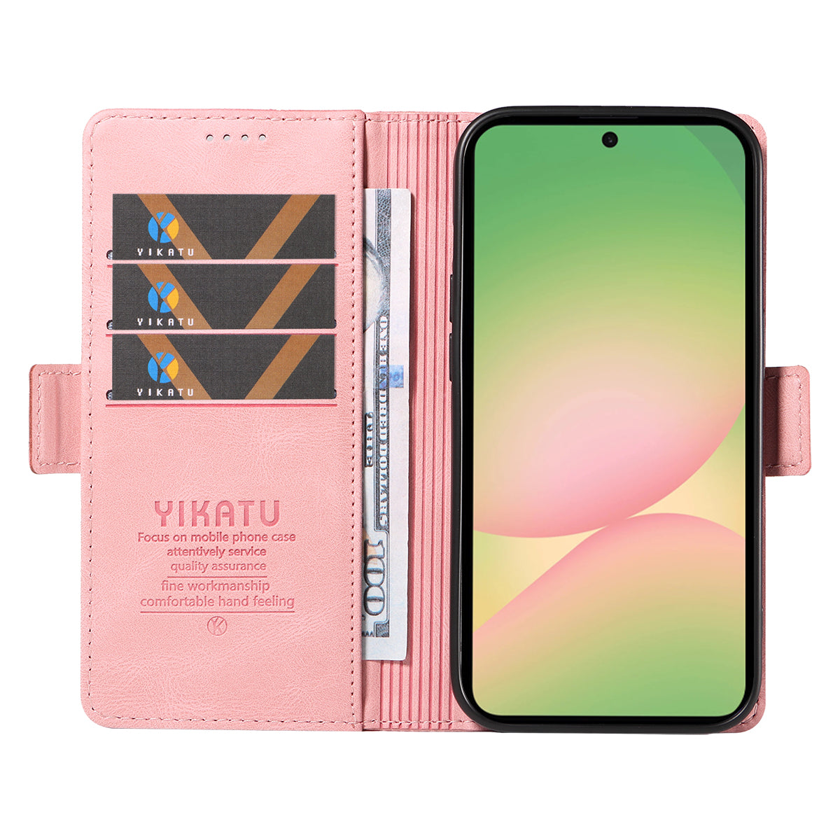 For Samsung Galaxy A57 5G Leather Case YIKATU YK-005 Skin-touch Feeling Wallet Phone Cover - Pink
