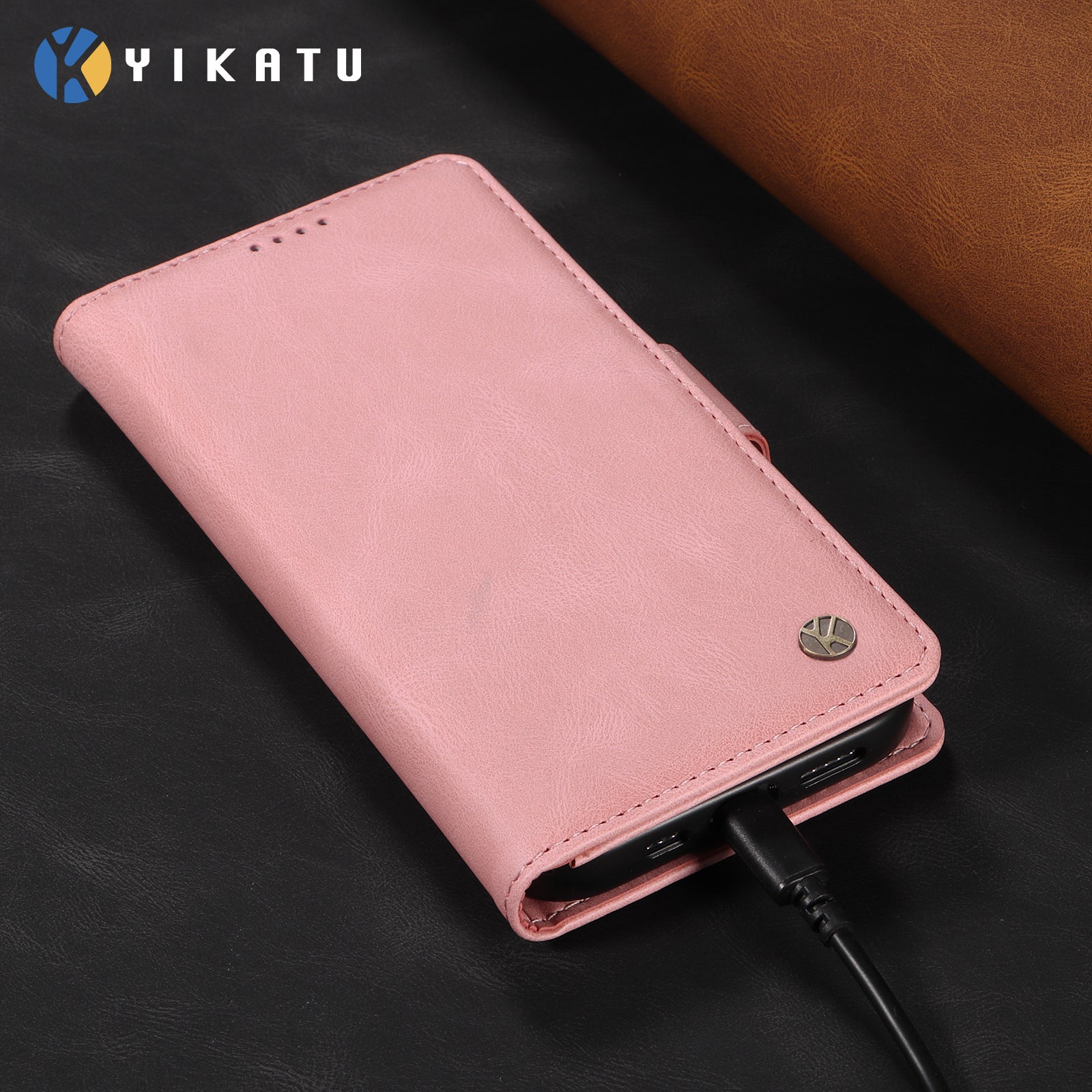 For Samsung Galaxy A57 5G Leather Case YIKATU YK-005 Skin-touch Feeling Wallet Phone Cover - Pink