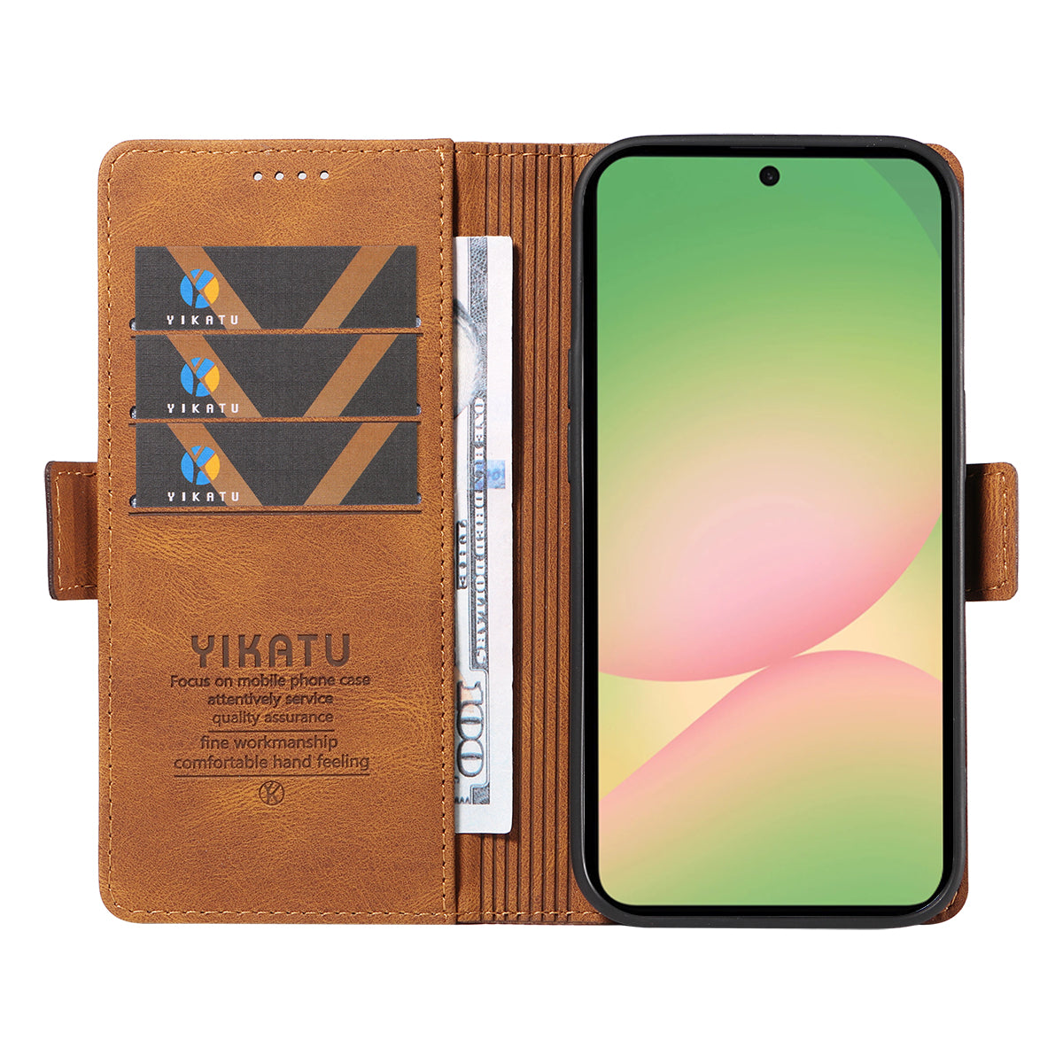 For Samsung Galaxy A57 5G Leather Case YIKATU YK-005 Skin-touch Feeling Wallet Phone Cover - Brown