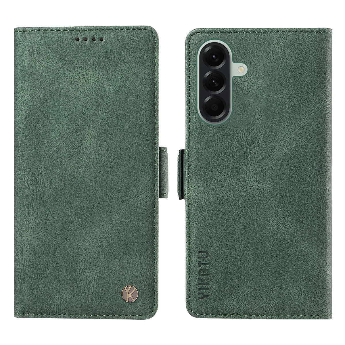 For Samsung Galaxy A57 5G Leather Case YIKATU YK-005 Skin-touch Feeling Wallet Phone Cover - Green