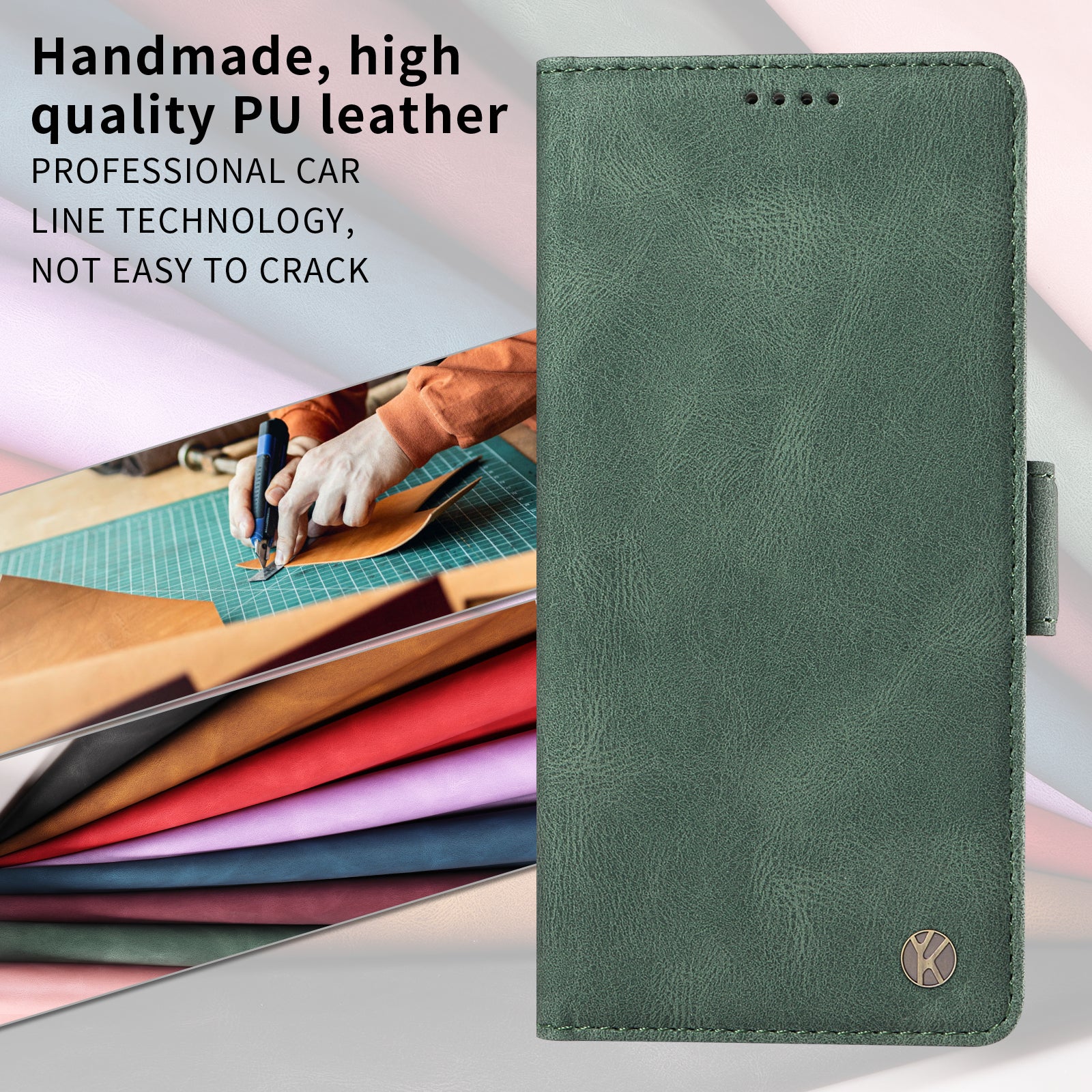 For Samsung Galaxy A57 5G Leather Case YIKATU YK-005 Skin-touch Feeling Wallet Phone Cover - Green