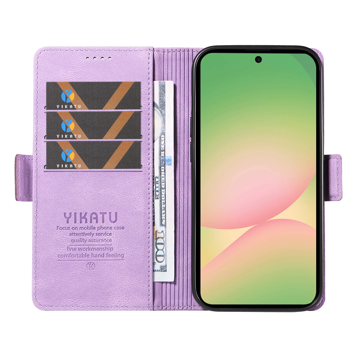 For Samsung Galaxy A57 5G Leather Case YIKATU YK-005 Skin-touch Feeling Wallet Phone Cover - Purple