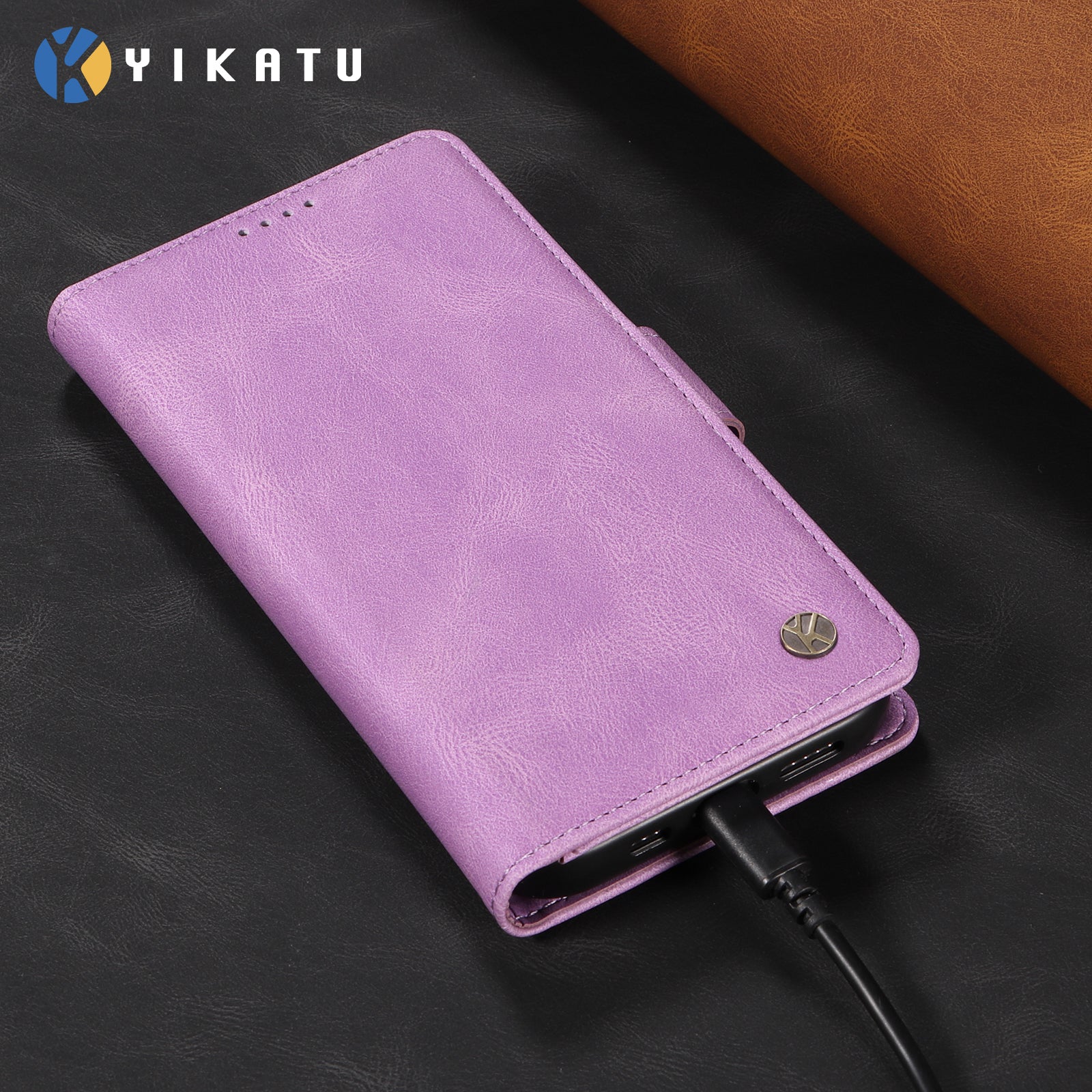 For Samsung Galaxy A57 5G Leather Case YIKATU YK-005 Skin-touch Feeling Wallet Phone Cover - Purple