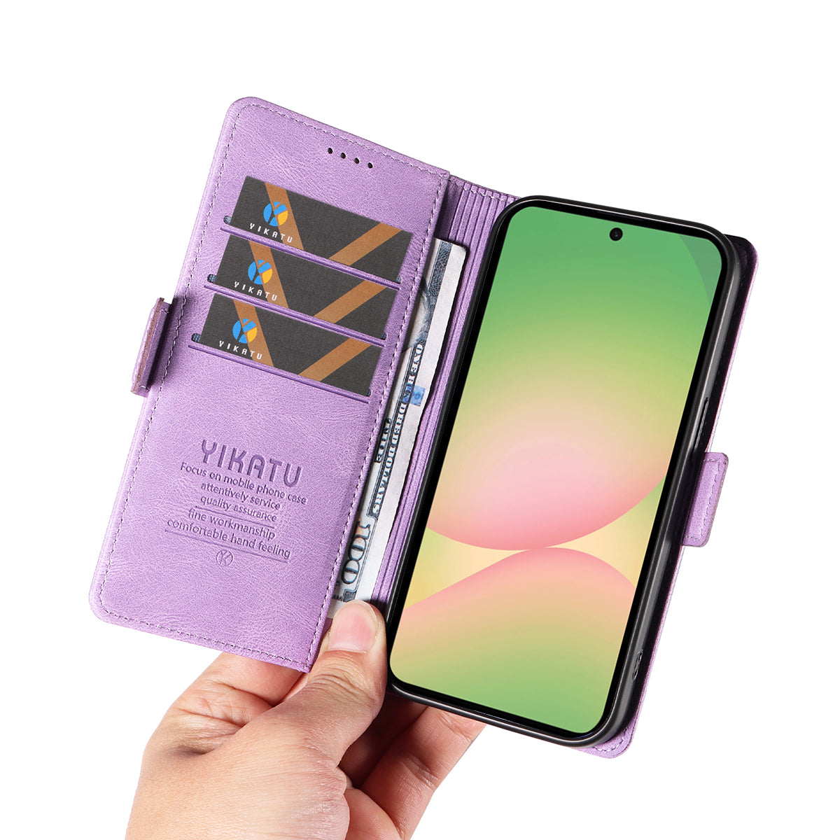 For Samsung Galaxy A57 5G Leather Case YIKATU YK-005 Skin-touch Feeling Wallet Phone Cover - Purple