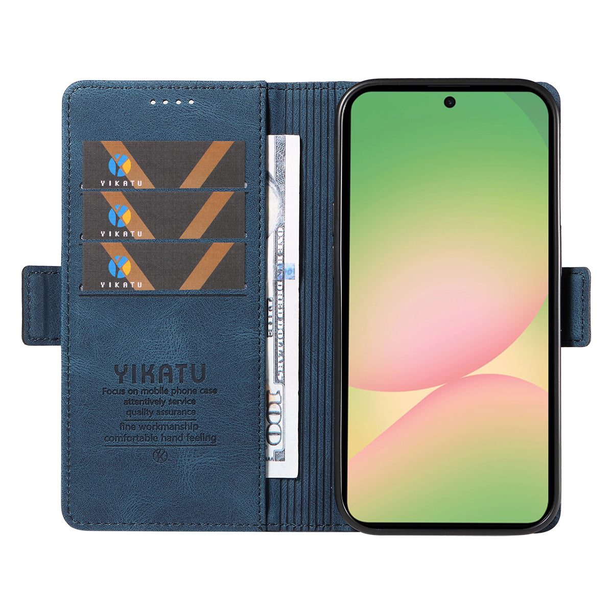 For Samsung Galaxy A57 5G Leather Case YIKATU YK-005 Skin-touch Feeling Wallet Phone Cover - Blue