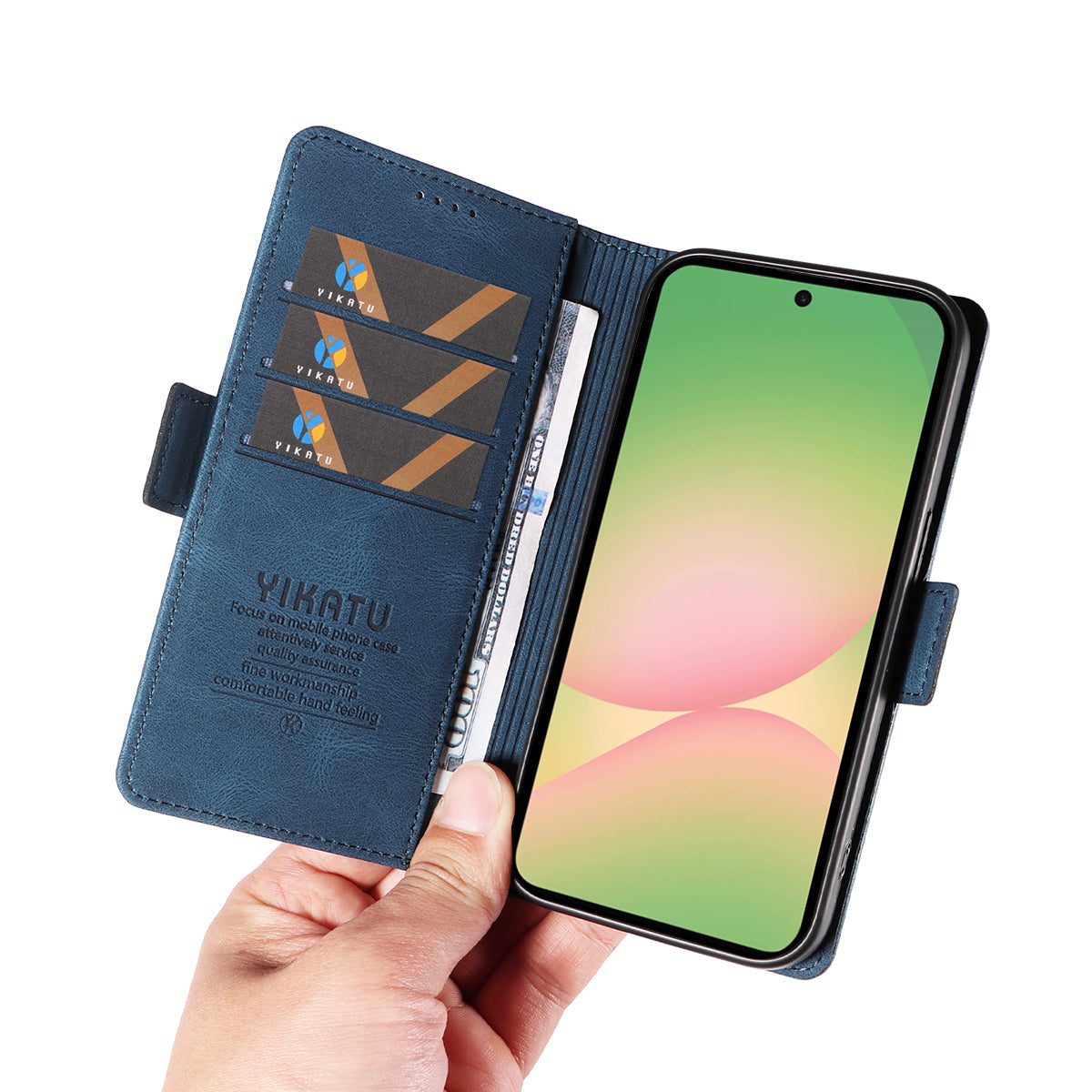 For Samsung Galaxy A57 5G Leather Case YIKATU YK-005 Skin-touch Feeling Wallet Phone Cover - Blue