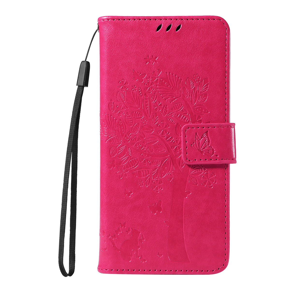 For Samsung Galaxy A57 5G Phone Case with Stand Cat Tree Pattern Leather Wallet Mobile Cover - Rose