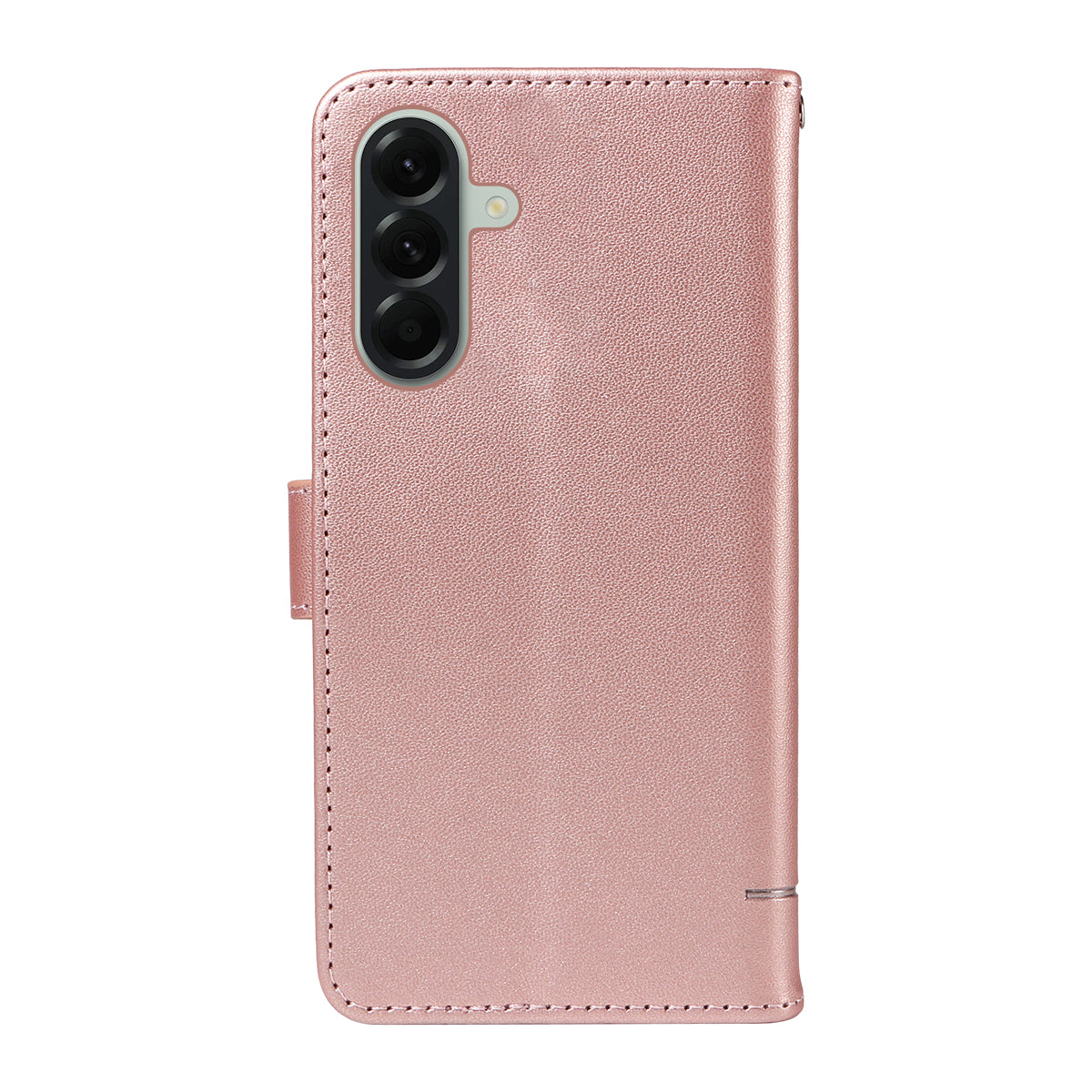 For Samsung Galaxy A57 5G Case Cat Pattern Imprint Leather Phone Cover with Wrist Strap - Rose Gold