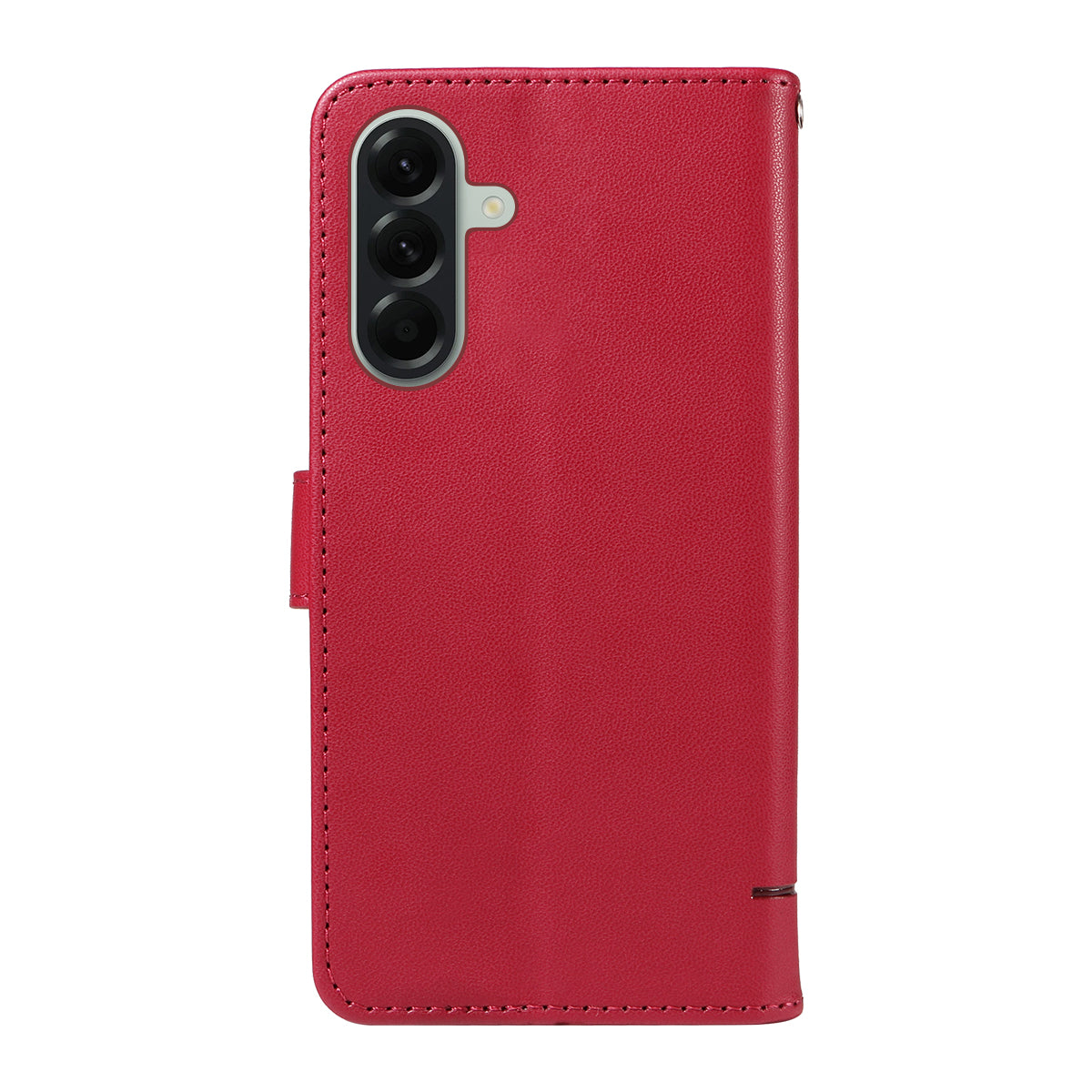 For Samsung Galaxy A57 5G Case Cat Pattern Imprint Leather Phone Cover with Wrist Strap - Red