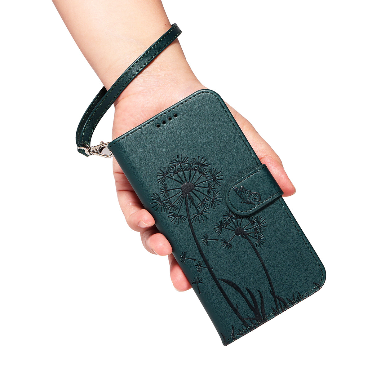 For Samsung Galaxy A57 5G Leather Wallet Case with Strap Dandelion Imprint Phone Stand Cover - Blue