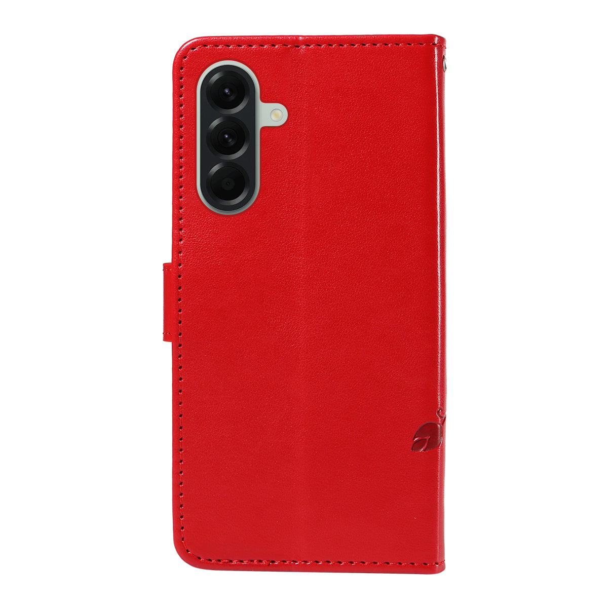 For Samsung Galaxy A57 5G PU Leather Cases Flower Pattern Wallet Stand Phone Cover with Strap - Red