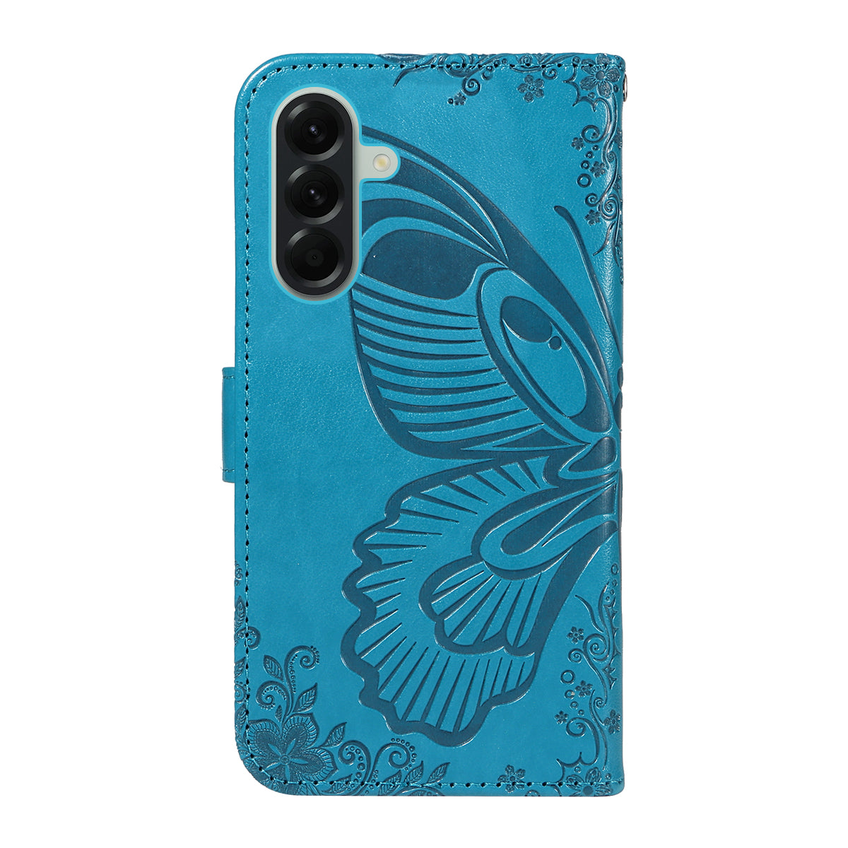 For Samsung Galaxy A57 5G Case Butterfly Pattern PU Leather Folio Flip Phone Cover -  Blue