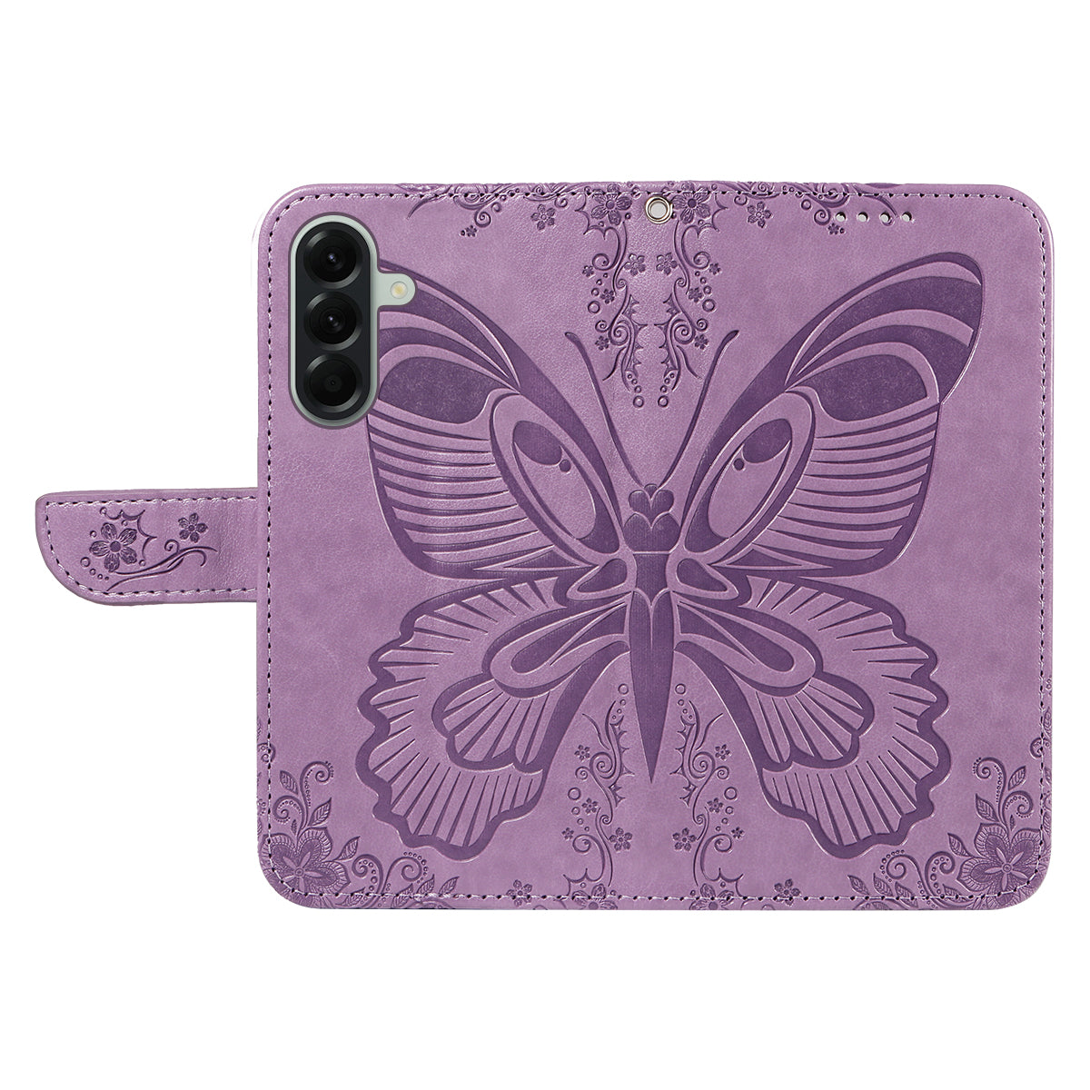 For Samsung Galaxy A57 5G Case Butterfly Pattern PU Leather Folio Flip Phone Cover -  Light Purple