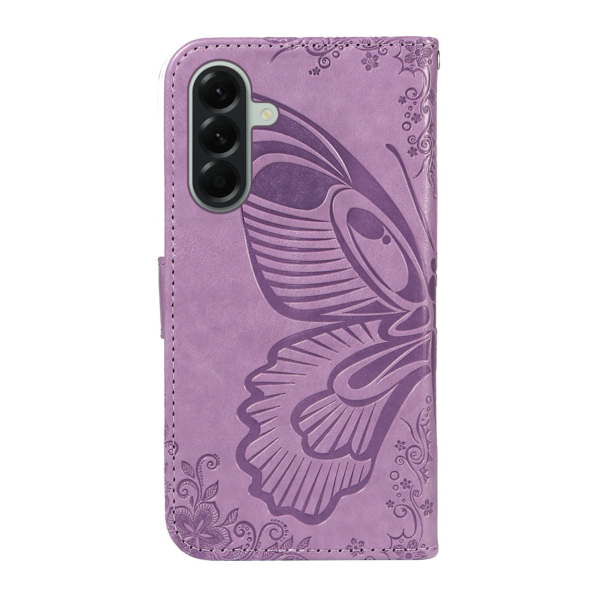 For Samsung Galaxy A57 5G Case Butterfly Pattern PU Leather Folio Flip Phone Cover -  Light Purple