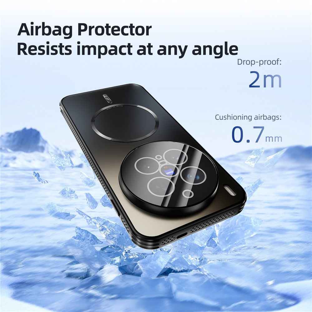 ABEEL For vivo X300 Pro 5G Magnetic Case TPU PC Cooling Matte Phone Back Cover with Lens Film - Titanium Grey