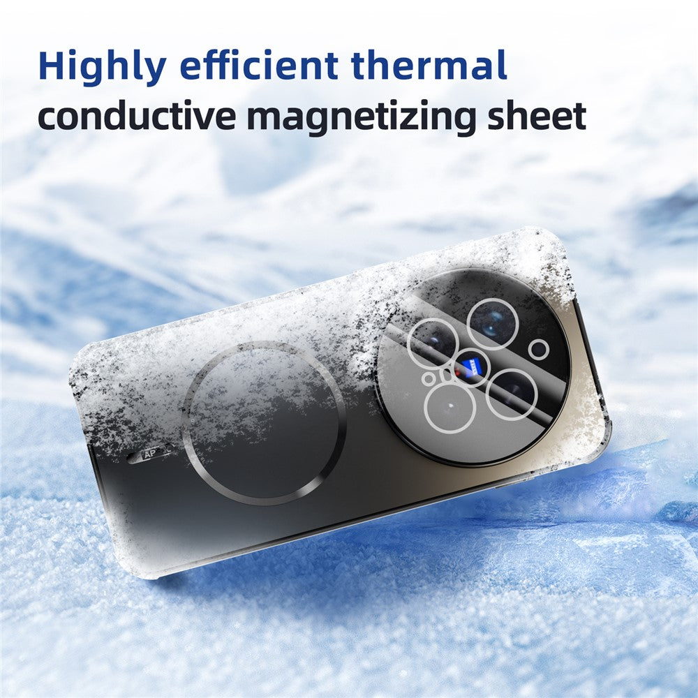 ABEEL For vivo X300 Pro 5G Magnetic Case TPU PC Cooling Matte Phone Back Cover with Lens Film - Titanium Grey