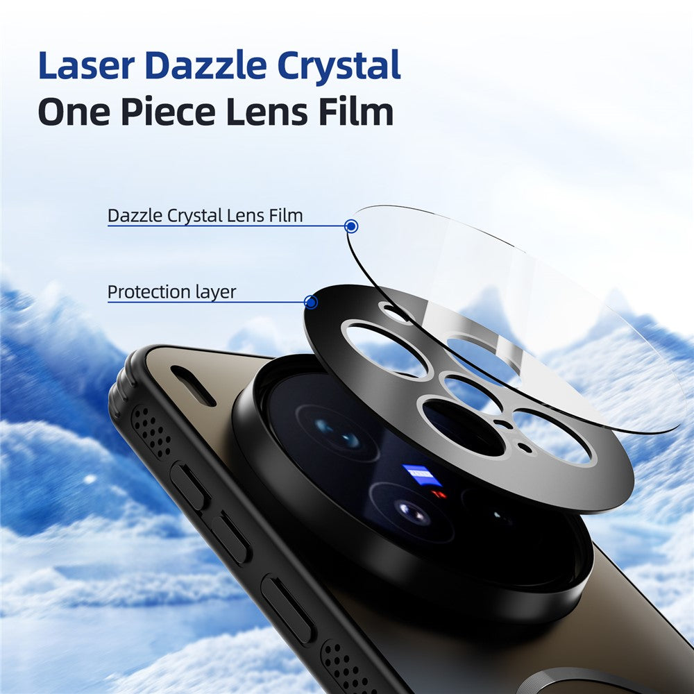 ABEEL For vivo X300 Pro 5G Magnetic Case TPU PC Cooling Matte Phone Back Cover with Lens Film - Titanium Grey