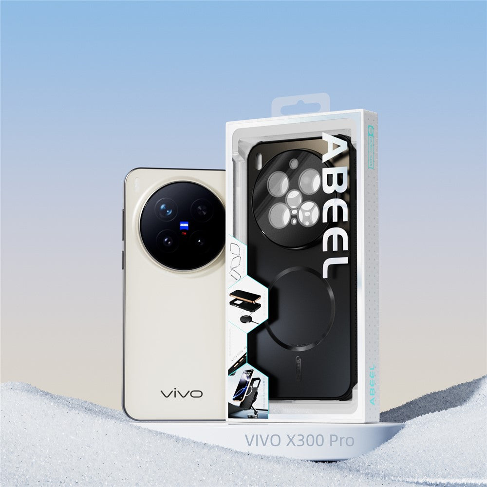 ABEEL For vivo X300 Pro 5G Magnetic Case TPU PC Cooling Matte Phone Back Cover with Lens Film - White