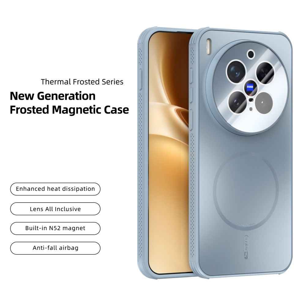 ABEEL For vivo X300 Pro 5G Magnetic Case TPU PC Cooling Matte Phone Back Cover with Lens Film - Baby Blue