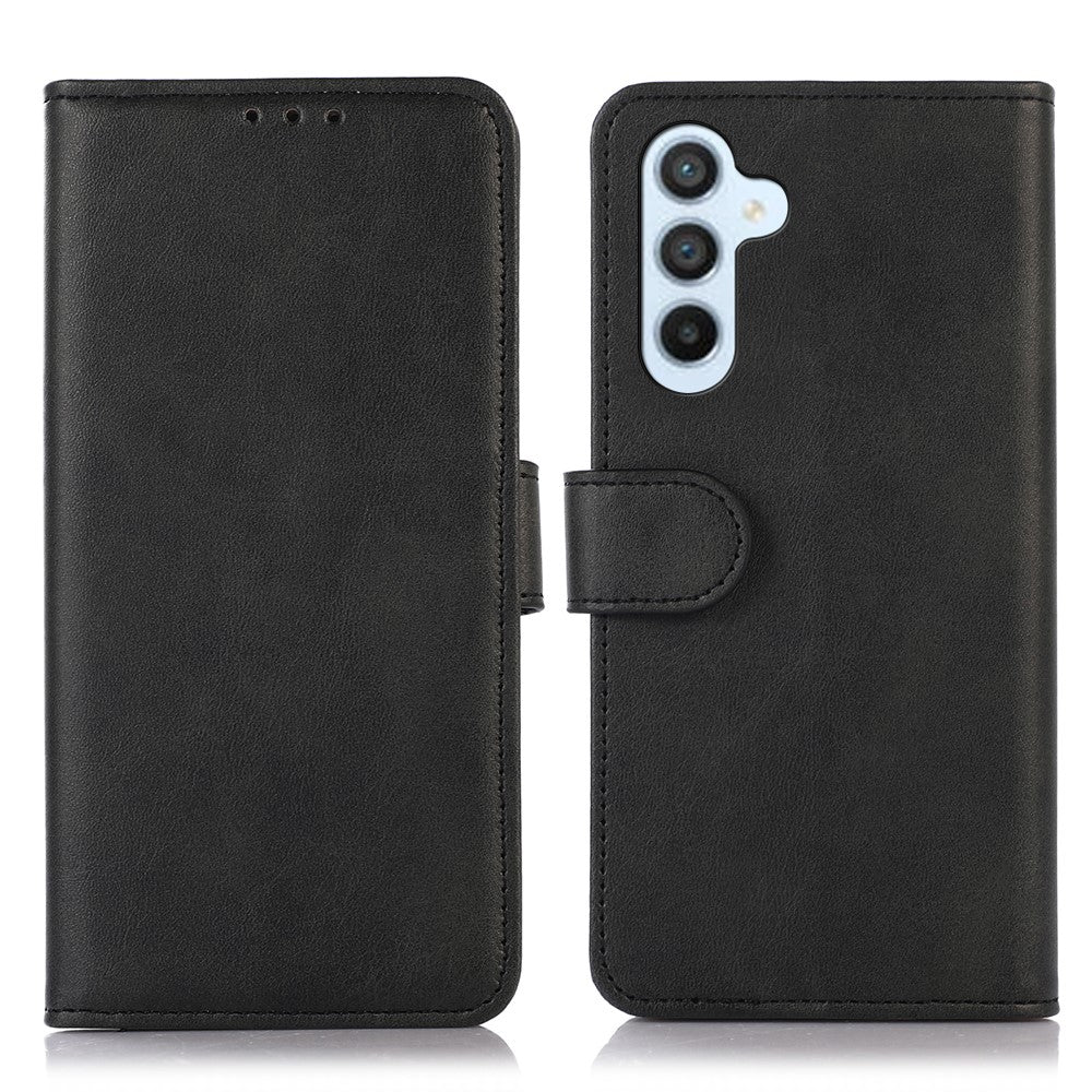 For Samsung Galaxy A57 5G Case Cowhide Texture Leather Wallet Phone Cover with Stand - Black