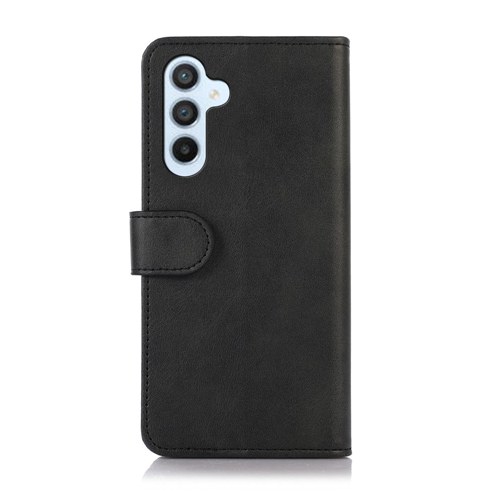 For Samsung Galaxy A57 5G Case Cowhide Texture Leather Wallet Phone Cover with Stand - Black