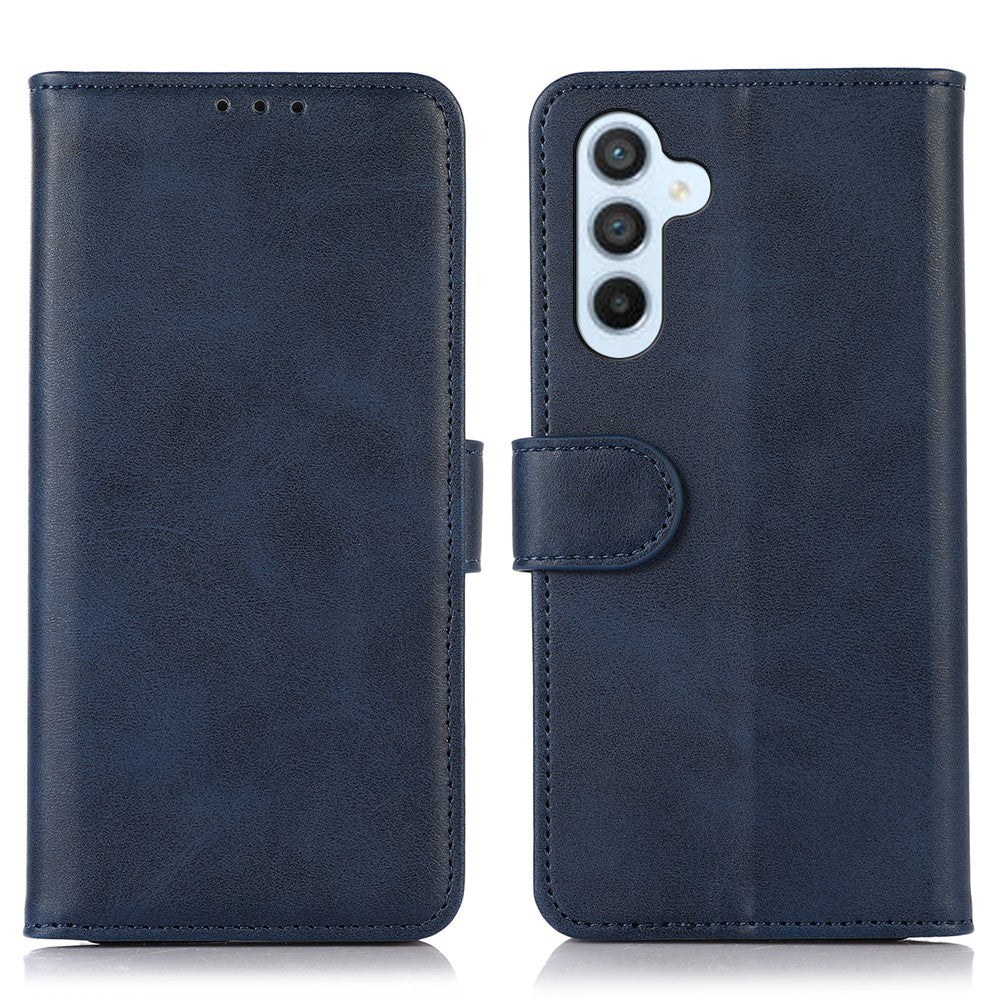 For Samsung Galaxy A57 5G Case Cowhide Texture Leather Wallet Phone Cover with Stand - Blue