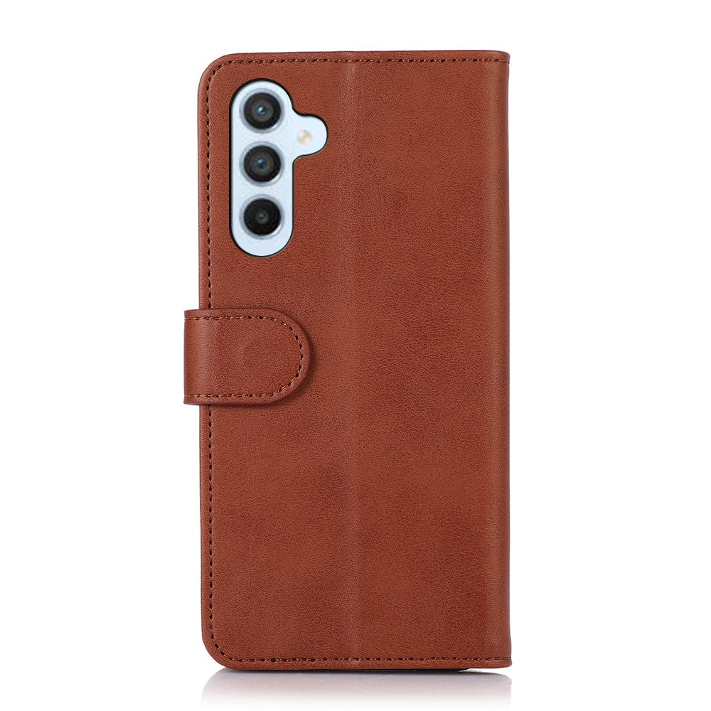 For Samsung Galaxy A57 5G Case Cowhide Texture Leather Wallet Phone Cover with Stand - Brown