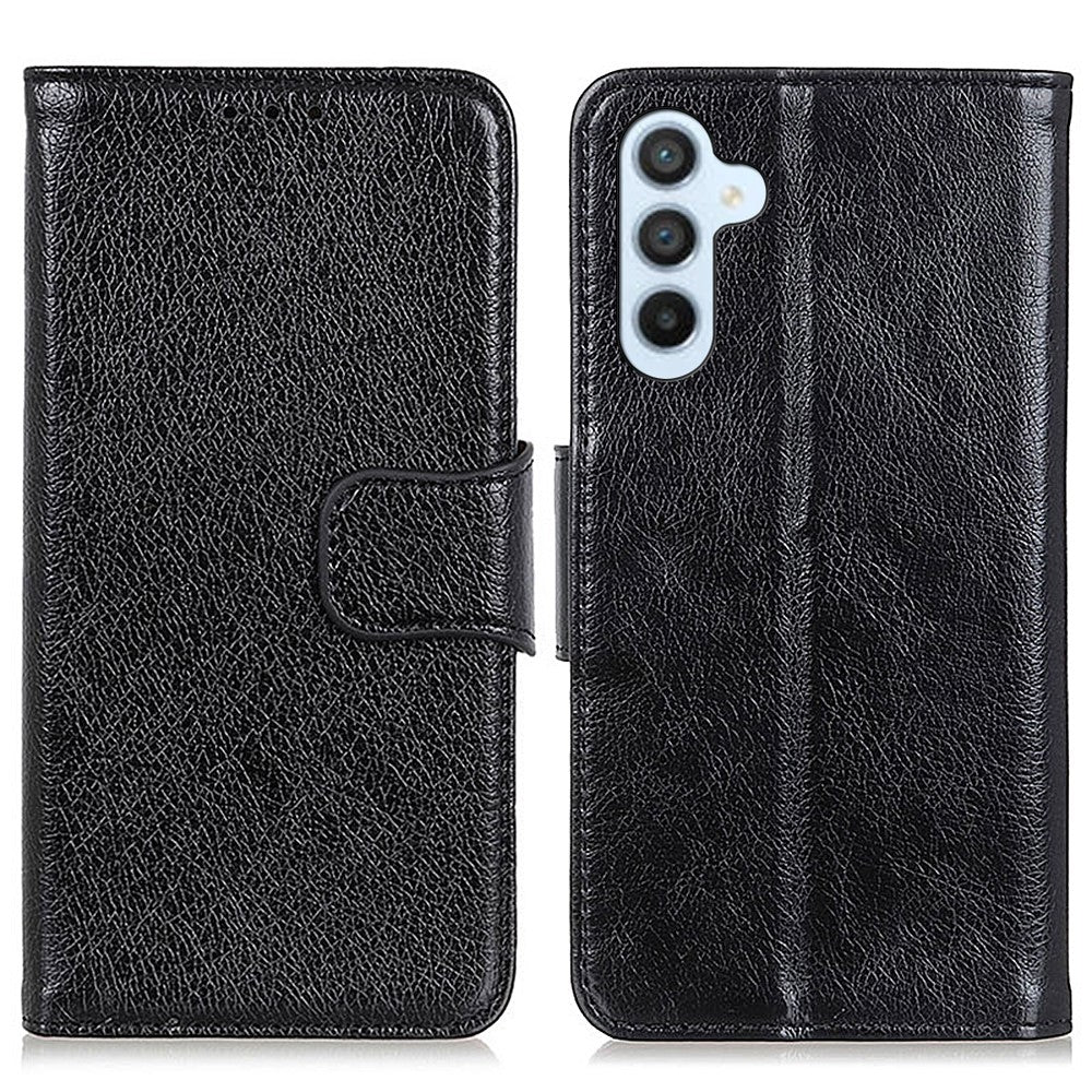 For Samsung Galaxy A57 5G Phone Case Nappa Texture Split Leather Wallet Phone Cover - Black