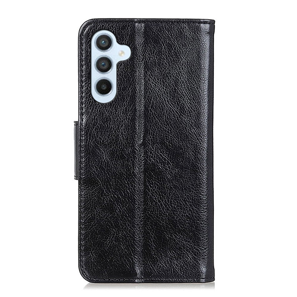 For Samsung Galaxy A57 5G Phone Case Nappa Texture Split Leather Wallet Phone Cover - Black