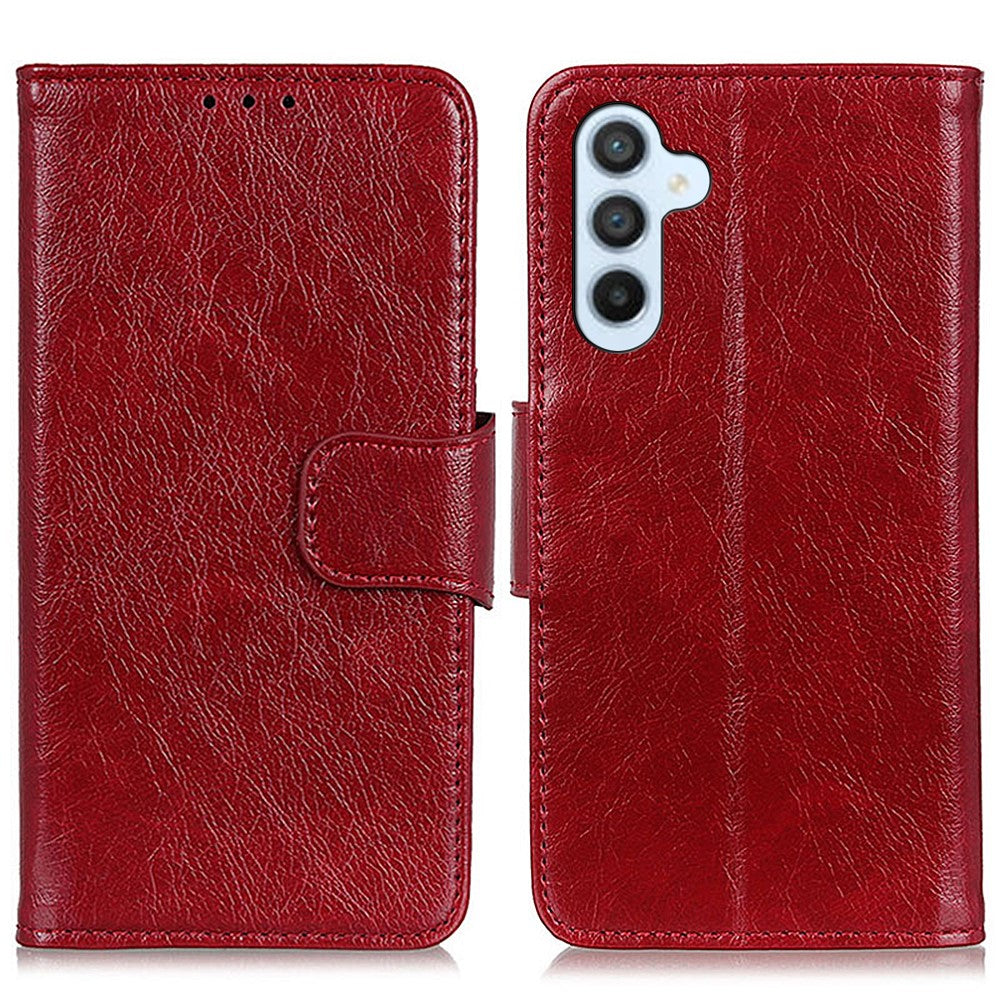 For Samsung Galaxy A57 5G Phone Case Nappa Texture Split Leather Wallet Phone Cover - Red