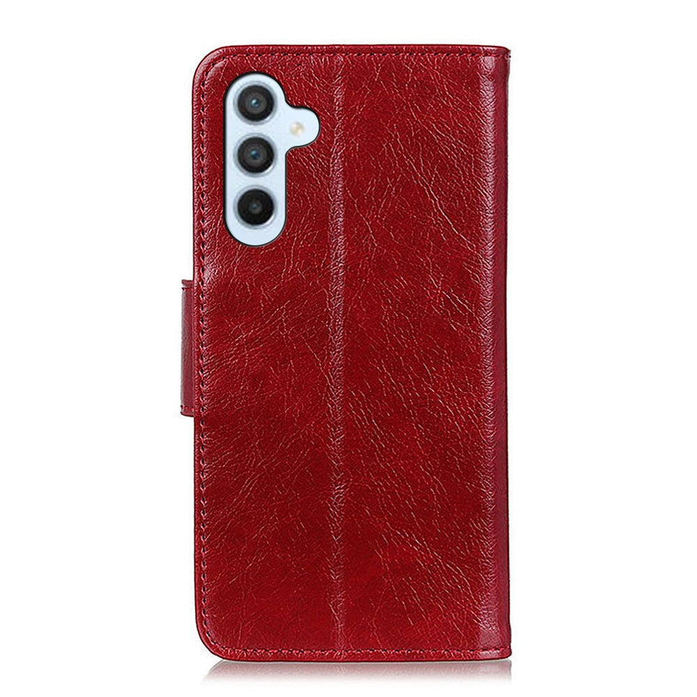 For Samsung Galaxy A57 5G Phone Case Nappa Texture Split Leather Wallet Phone Cover - Red