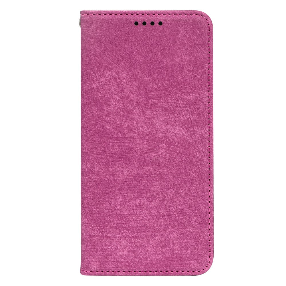 For Samsung Galaxy A57 5G Case Strong Magnetic Leather Wallet Phone Cover with Striped Texture - Rose