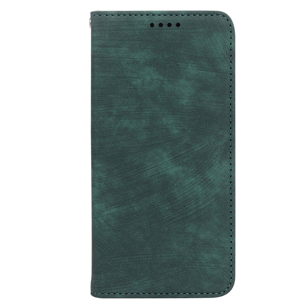 For Samsung Galaxy A57 5G Case Strong Magnetic Leather Wallet Phone Cover with Striped Texture - Green