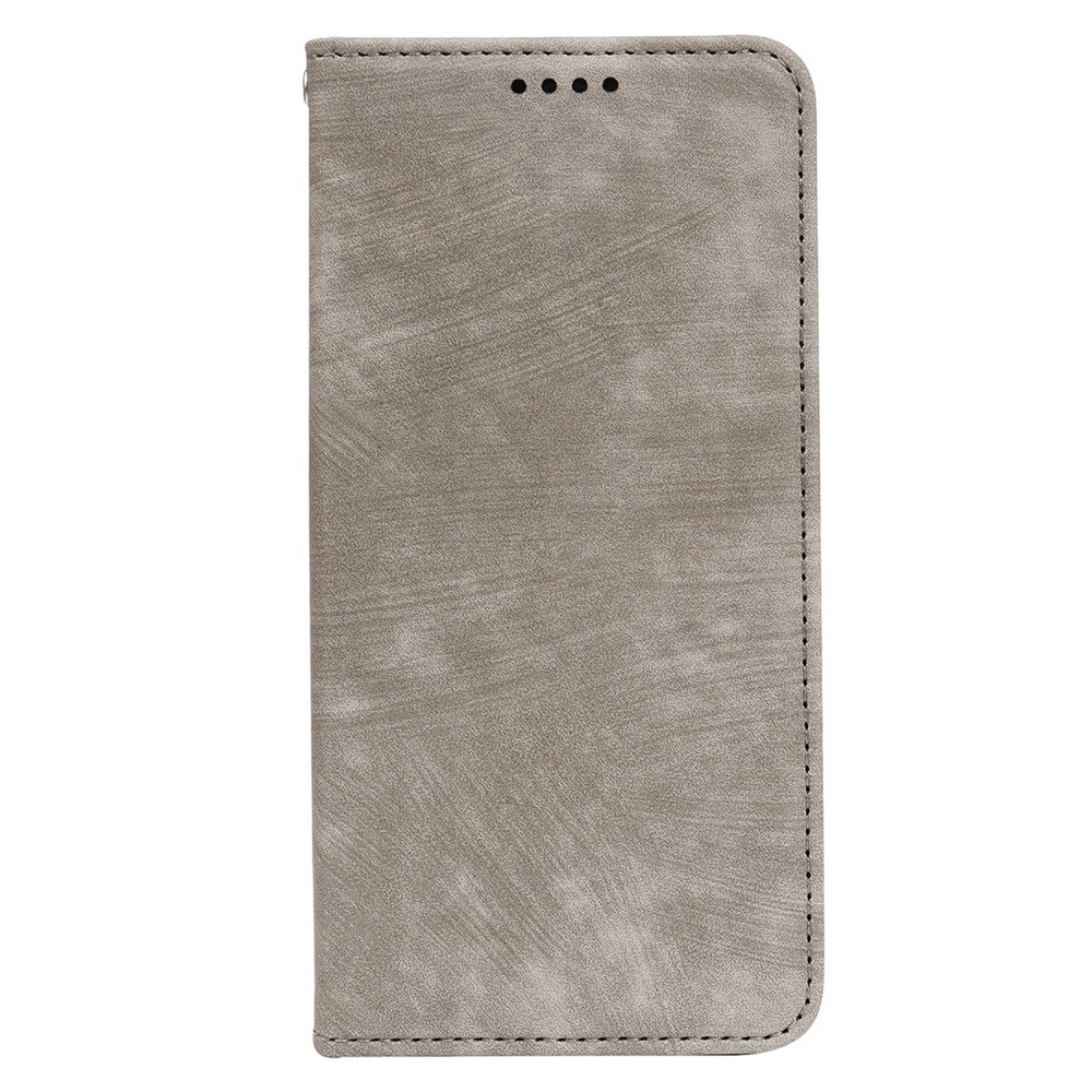 For Samsung Galaxy A57 5G Case Strong Magnetic Leather Wallet Phone Cover with Striped Texture - Grey