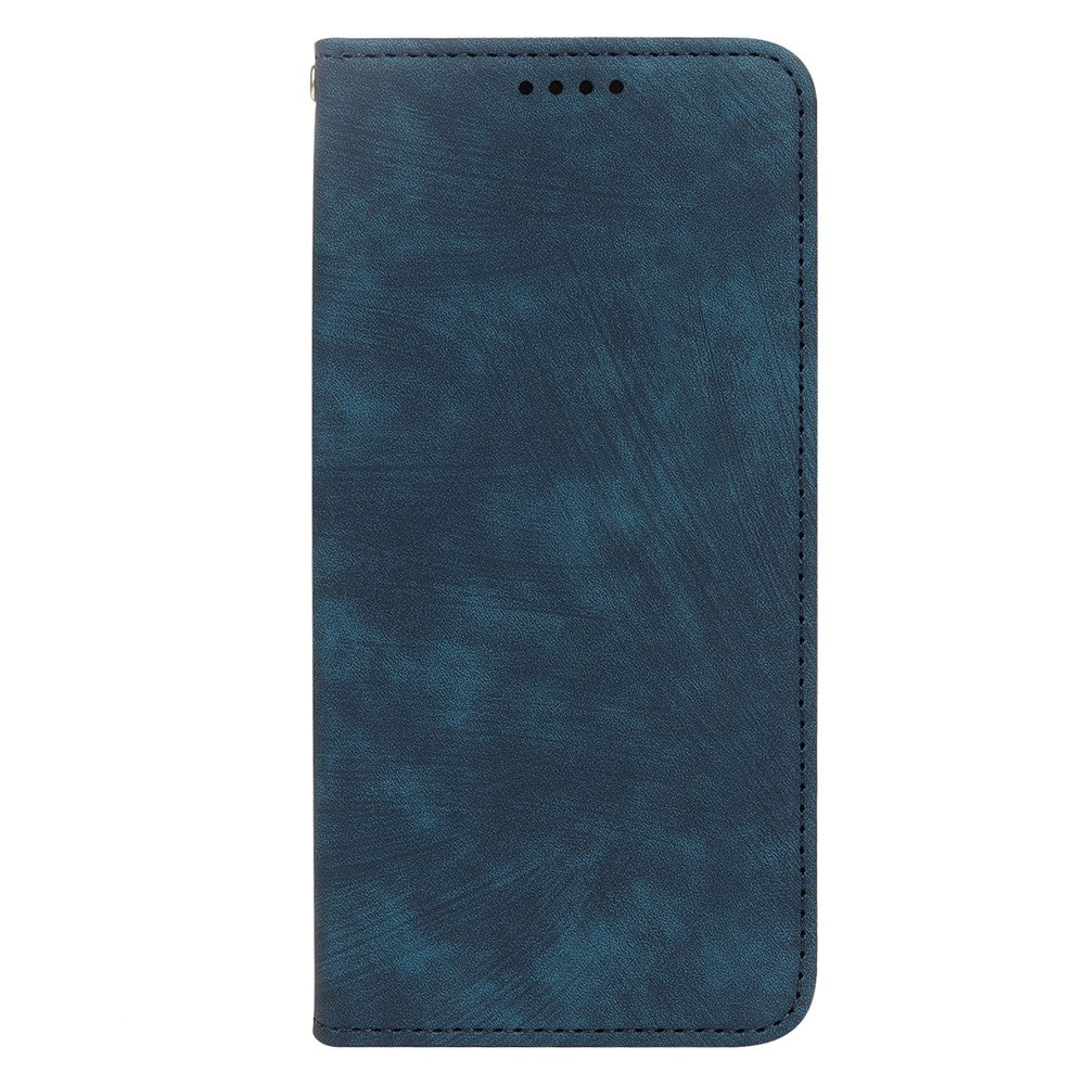For Samsung Galaxy A57 5G Case Strong Magnetic Leather Wallet Phone Cover with Striped Texture - Blue