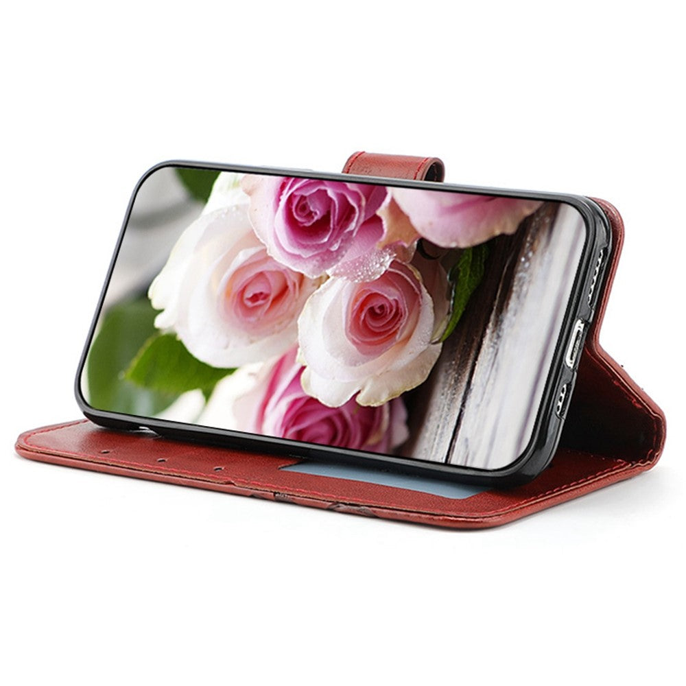 For Samsung Galaxy A57 5G Case Wallet Stand Imprinted Rose Butterfly PU Leather Phone Cover - Brown