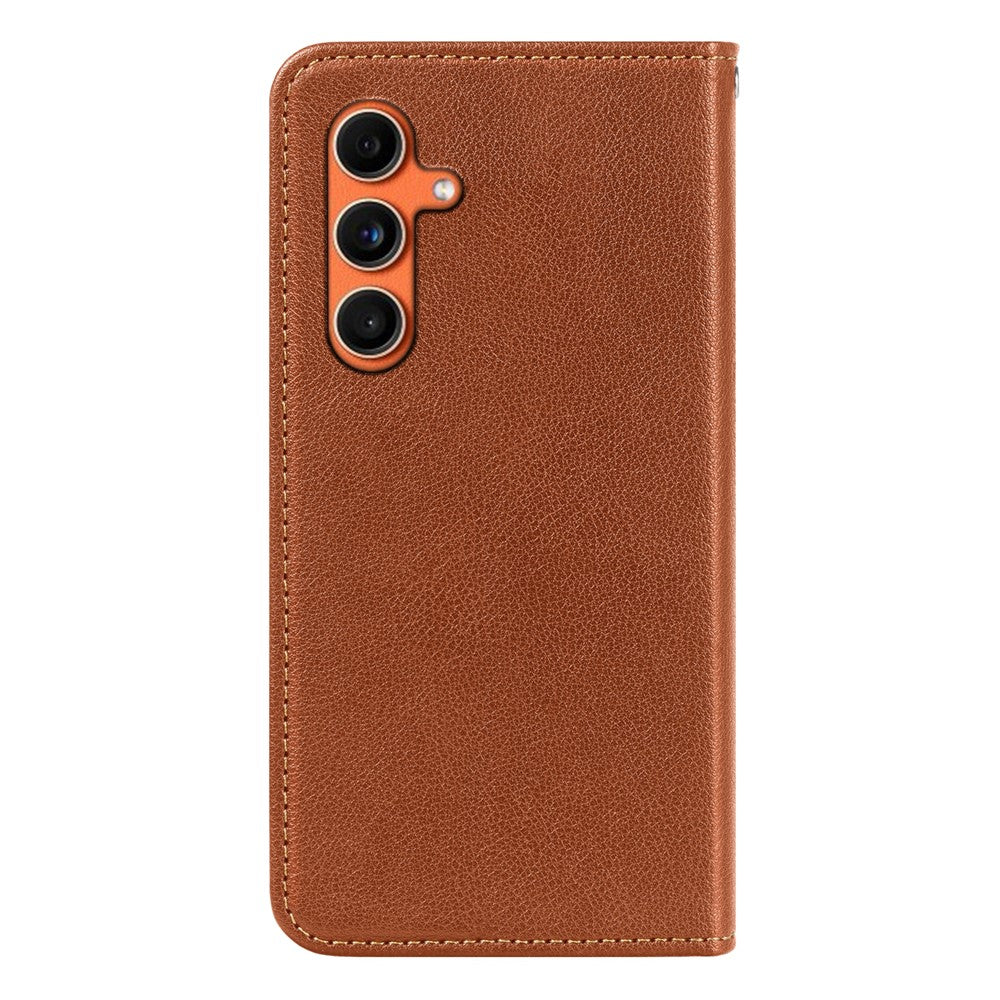 For Samsung Galaxy A57 5G Case Wallet RFID Blocking Leather Phone Cover Strong Magnetic Closure - Brown