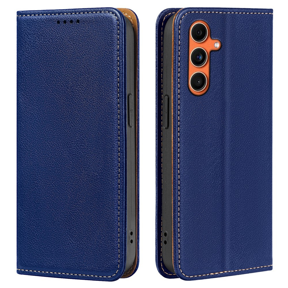 For Samsung Galaxy A57 5G Case Wallet RFID Blocking Leather Phone Cover Strong Magnetic Closure - Blue