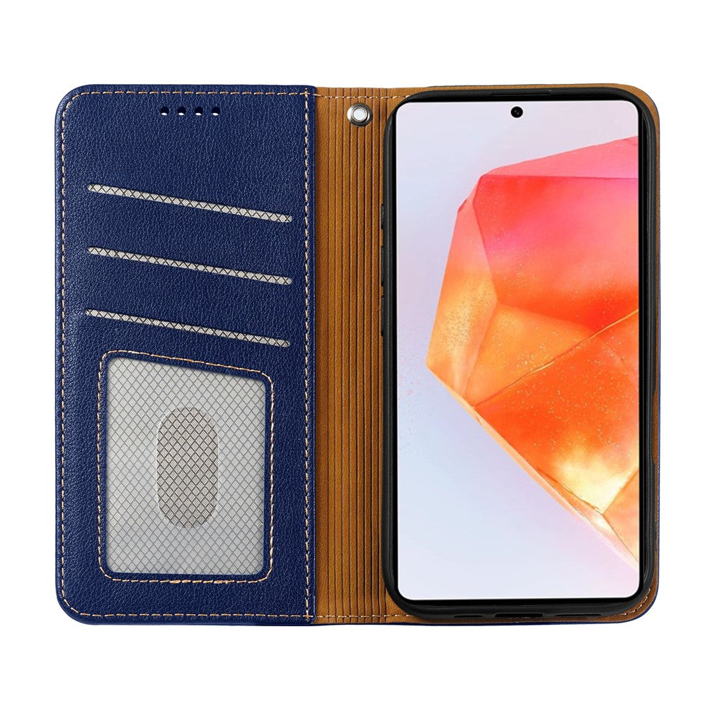 For Samsung Galaxy A57 5G Case Wallet RFID Blocking Leather Phone Cover Strong Magnetic Closure - Blue