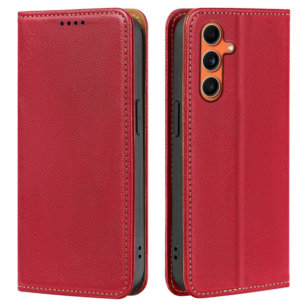 For Samsung Galaxy A57 5G Case Wallet RFID Blocking Leather Phone Cover Strong Magnetic Closure - Red