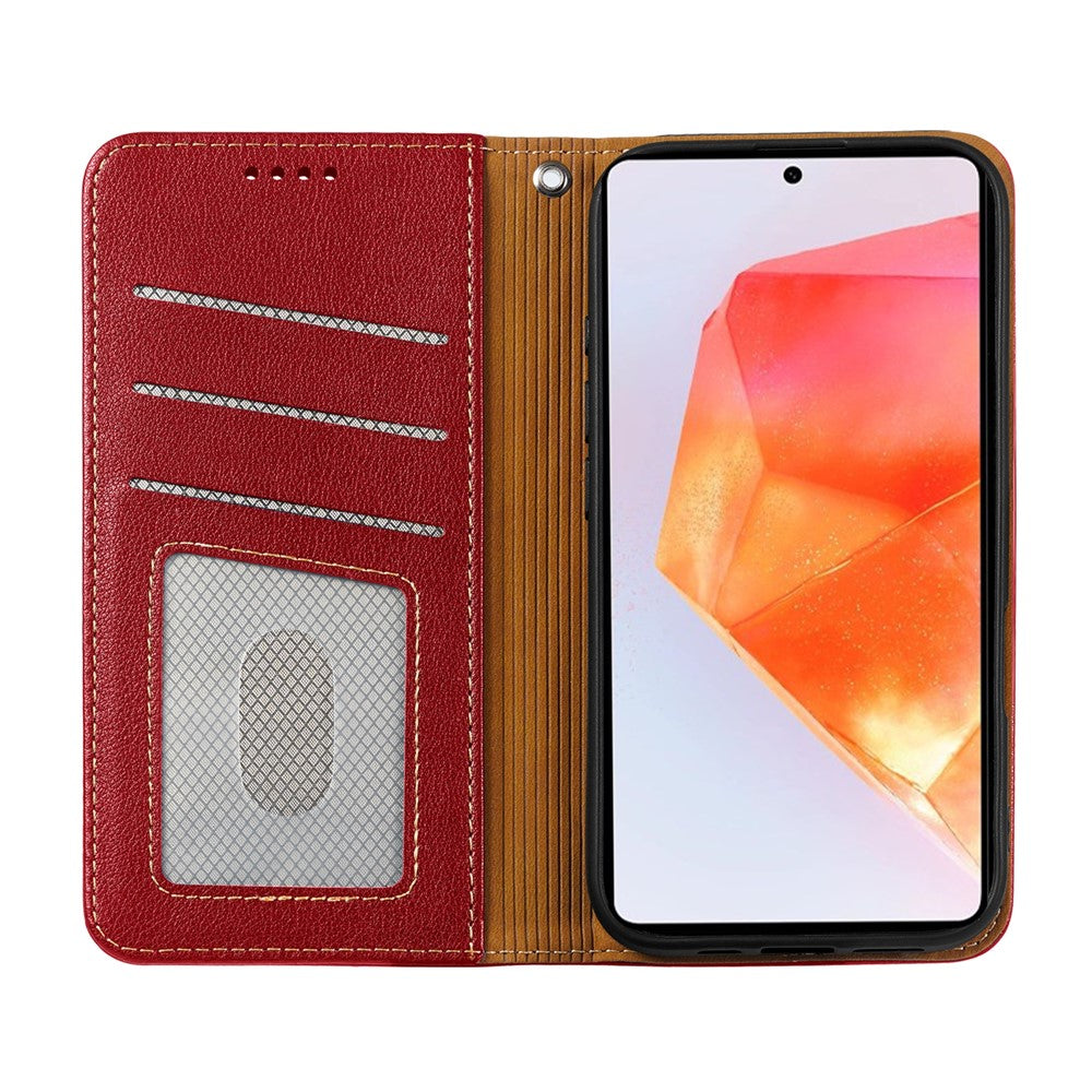 For Samsung Galaxy A57 5G Case Wallet RFID Blocking Leather Phone Cover Strong Magnetic Closure - Red
