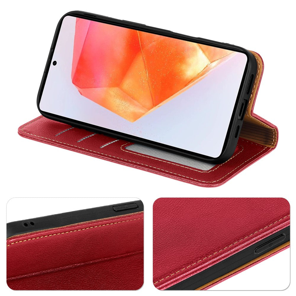 For Samsung Galaxy A57 5G Case Wallet RFID Blocking Leather Phone Cover Strong Magnetic Closure - Red