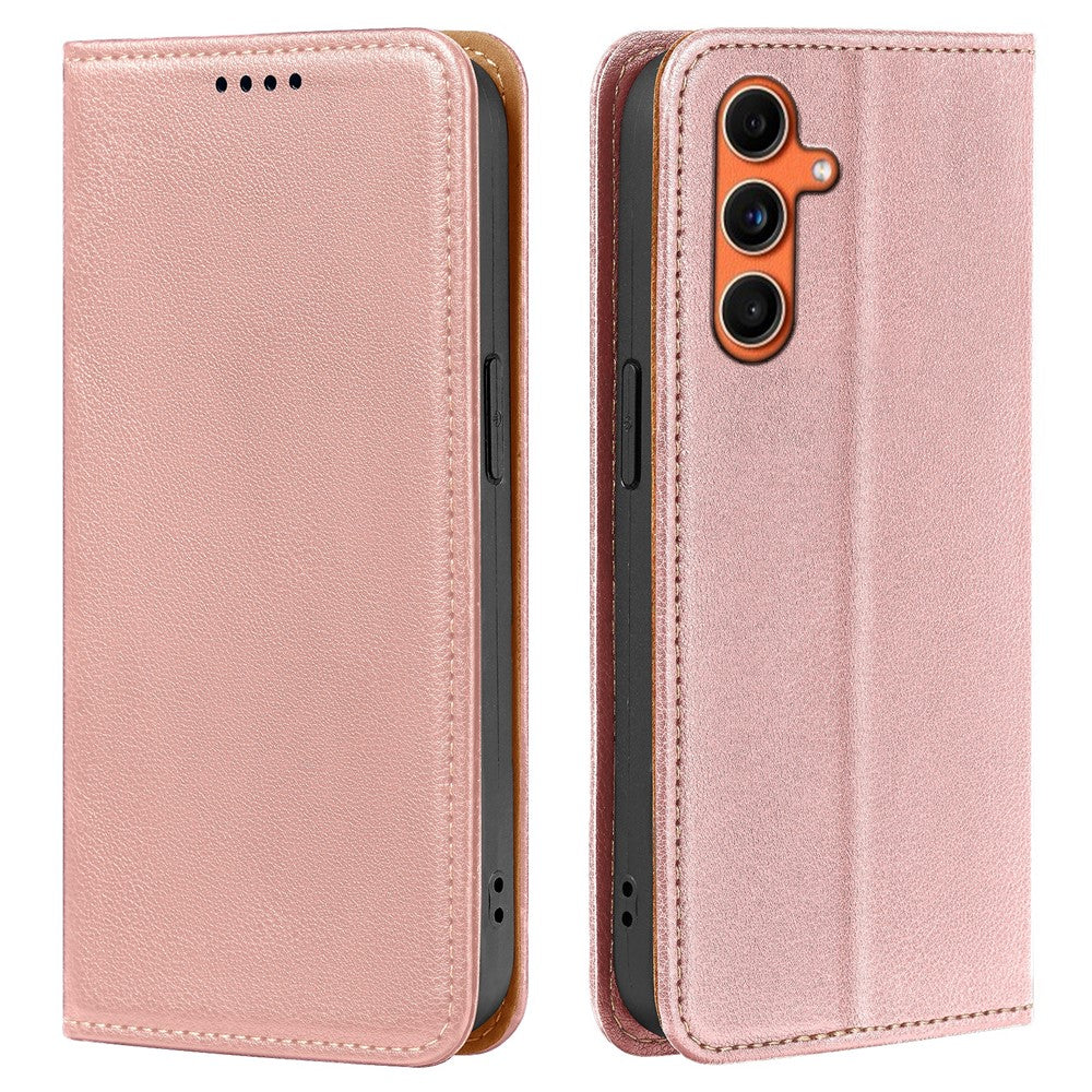 For Samsung Galaxy A57 5G Case Wallet RFID Blocking Leather Phone Cover Strong Magnetic Closure - Rose Gold