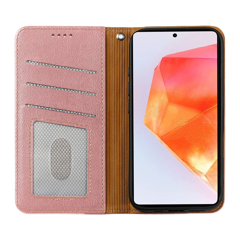For Samsung Galaxy A57 5G Case Wallet RFID Blocking Leather Phone Cover Strong Magnetic Closure - Rose Gold