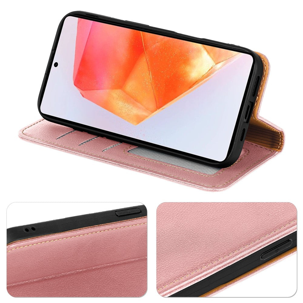 For Samsung Galaxy A57 5G Case Wallet RFID Blocking Leather Phone Cover Strong Magnetic Closure - Rose Gold