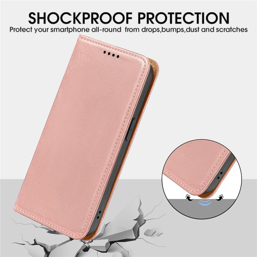 For Samsung Galaxy A57 5G Case Wallet RFID Blocking Leather Phone Cover Strong Magnetic Closure - Rose Gold