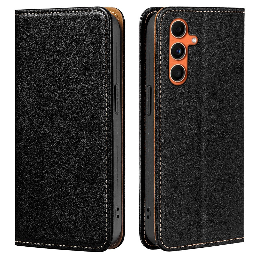 For Samsung Galaxy A57 5G Case Wallet RFID Blocking Leather Phone Cover Strong Magnetic Closure - Black