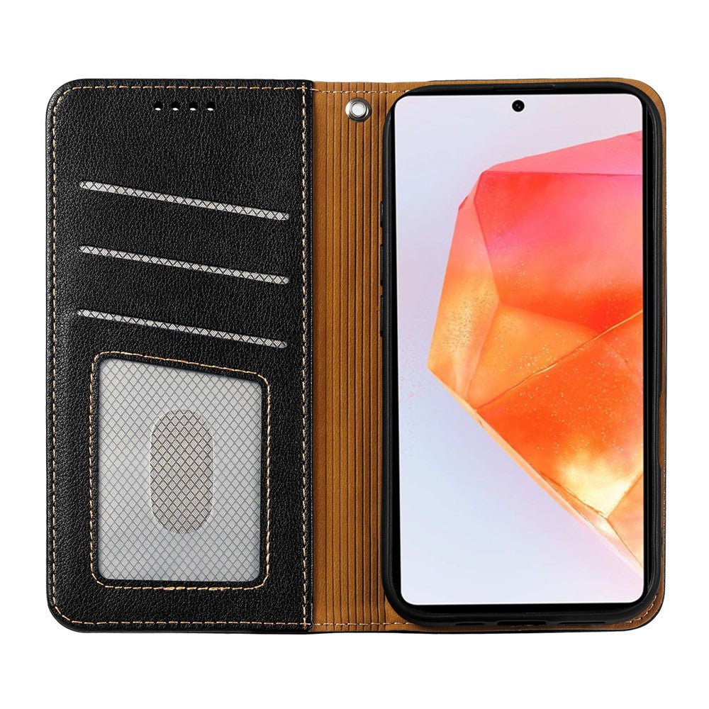 For Samsung Galaxy A57 5G Case Wallet RFID Blocking Leather Phone Cover Strong Magnetic Closure - Black