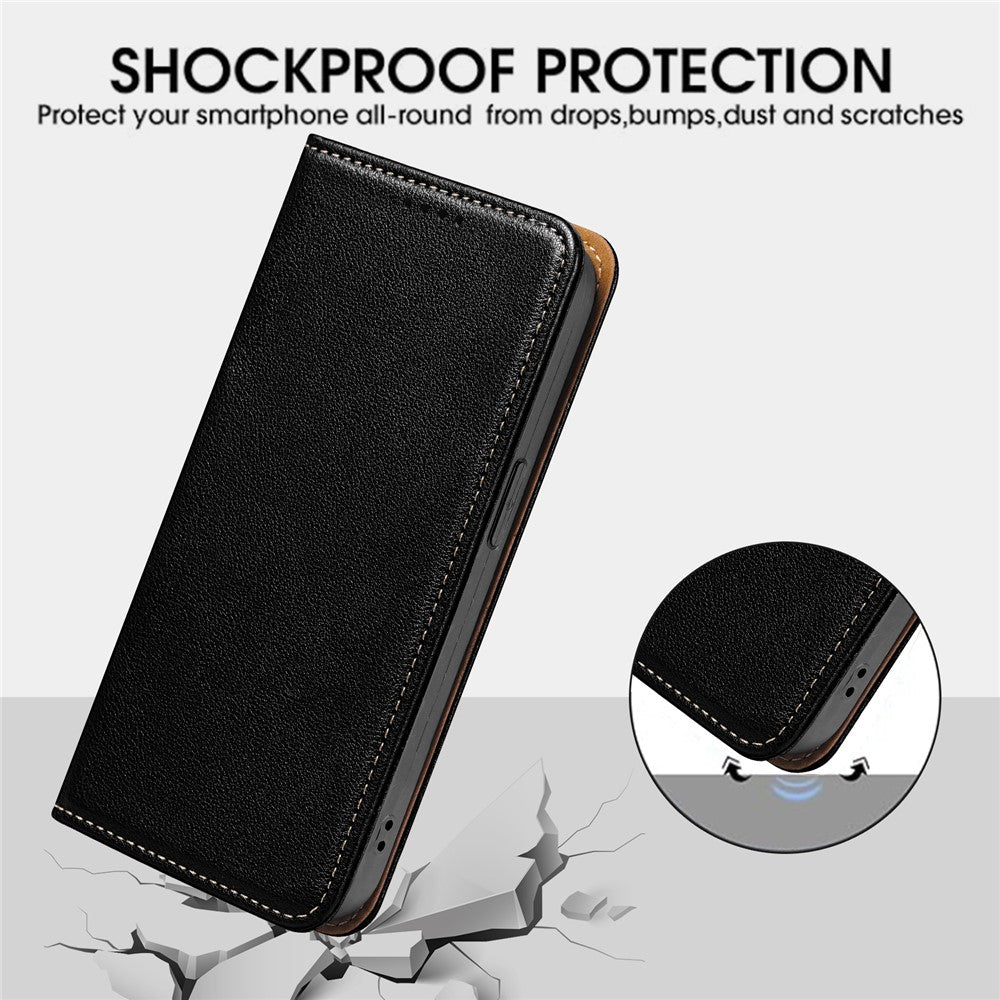 For Samsung Galaxy A57 5G Case Wallet RFID Blocking Leather Phone Cover Strong Magnetic Closure - Black