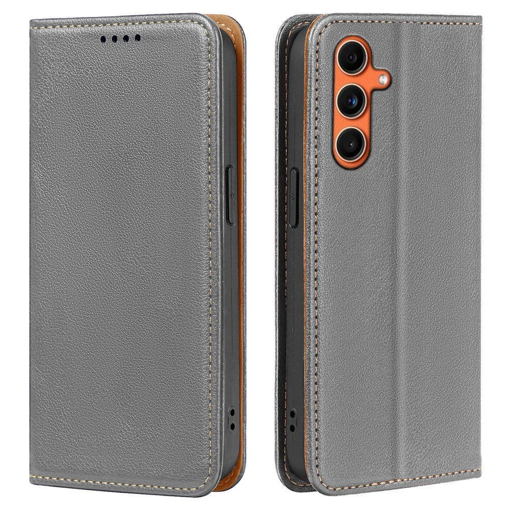 For Samsung Galaxy A57 5G Case Wallet RFID Blocking Leather Phone Cover Strong Magnetic Closure - Grey